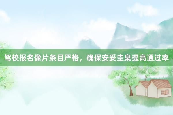 驾校报名像片条目严格，确保安妥圭臬提高通过率