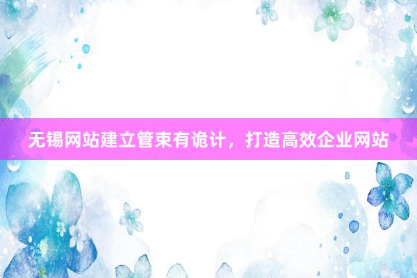 无锡网站建立管束有诡计，打造高效企业网站