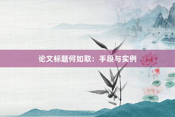 论文标题何如取:手段与实例